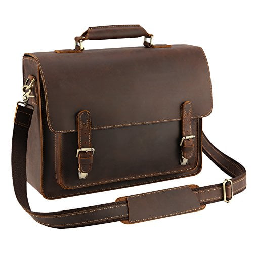 Color : Coffee Color Messenger & Shoulder Bags Vintage Leather Briefcase for Men Tote Business Messenger Bag 13-inch Laptop Shoulder Bag Quality Briefcase 